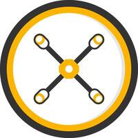 Cross Style Lug Wrench Glyph Two Color Circle vector