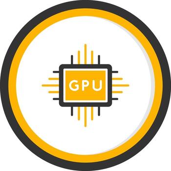 alto final gráficos gpu tarjeta glifo dos color circulo vector