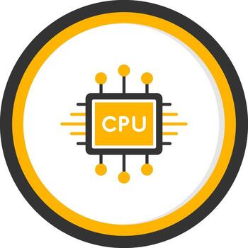 multinúcleo juego de azar UPC procesador glifo dos color circulo vector