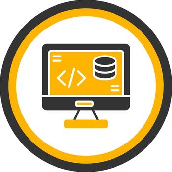 Backend Server Logic Icon Glyph Two Color Circle vector