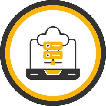 web servidor hospedaje estante glifo dos color circulo vector