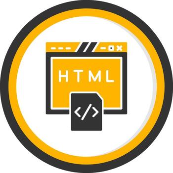 HTML Source Code Snippet Glyph Two Color Circle vector