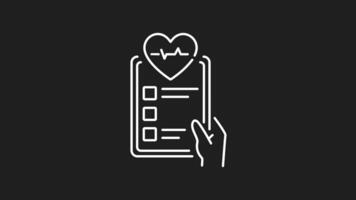 Medical form white line animation. Medical form icon hand digital checklist for efficient patient care. Suitable for healthcare websites, medical blogs, patient care resources. Motion graphic video
