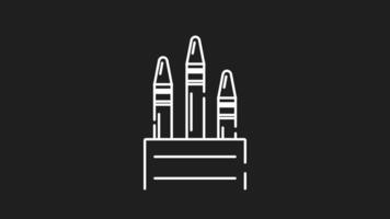 Crayon white line animation. Crayon icon animation featuring playful crayons jumping in a box drawing. Suitable for educational, stationary, and creative content projects. video