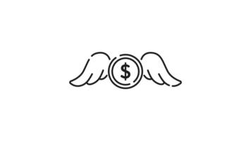 Financial freedom line animation. Financial freedom animation depicts a dollar coin soaring to prosperity. Suitable for websites, presentations, or videos on financial success and independence.