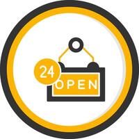 Always Open Store Sign Glyph Two Color Circle vector