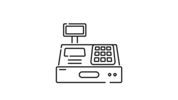 Cash register machine line animation. Cash register machine, ideal for retail, point of sale, money, vintage, business, finance, icons, logo, and small business concepts. video