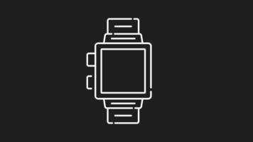 Health tracker white line animation. Health tracker icon animation smartwatch showcasing a dynamic heart rate animation perfect for fitness apps, medical websites, and technology presentations. video