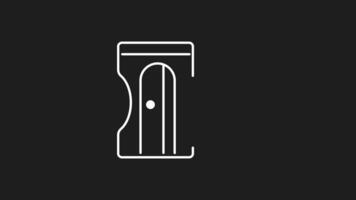 Sharpener white line animation. Sharpener icon animation with a looping gif of a pencil sharpener shaving wood black and white colors, suitable for educational presentations. Motion graphic video