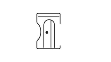 Sharpener line animation. Sharpener icon animation with a looping gif of a pencil sharpener shaving wood black and white colors, suitable for educational presentations. Motion graphic video