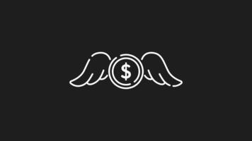 Financial freedom white line animation. Financial freedom animation depicts a dollar coin soaring to prosperity. Suitable for websites, presentations, or videos on financial success and independence.