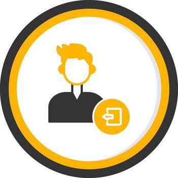 Log Out Account Glyph Two Color Circle vector