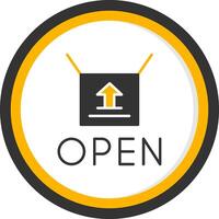 Business Now Open Sign Glyph Two Color Circle vector