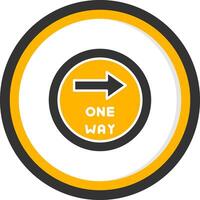 One Way Direction Arrow Glyph Two Color Circle vector