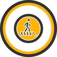 Pedestrian Walkway Crossing Glyph Two Color Circle vector