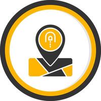 Road Tunnel Entry Marker Glyph Two Color Circle vector
