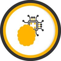 Artificial Intelligence Brain Glyph Two Color Circle vector