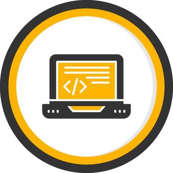 Text Based Code Editor Glyph Two Color Circle vector