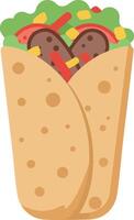 Burrito filled with meat vegetables and sauce illustration for food design and menu decoration vector