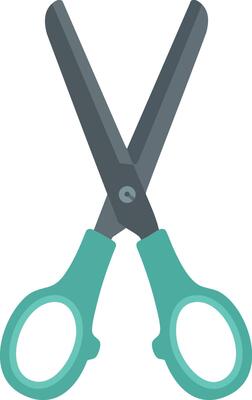 Scissors with teal handles and dark gray blades for cutting and crafting tools illustration