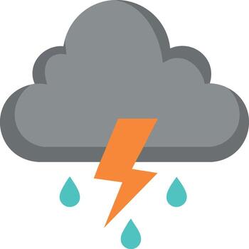Storm cloud with lightning bolt and raindrops weather icon design for digital use and presentations vector
