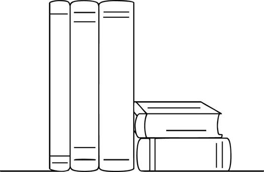 Stack of books outline design with vertical and horizontal book arrangement for reading and education themes vector
