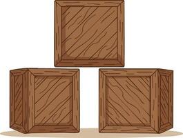 Wooden crates stacked three times with natural texture and brown color design for packaging and storage illustration vector