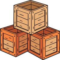 Wooden crates stacked three dimensional design with natural texture and rustic look for packaging storage and shipping vector