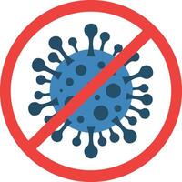 Virus with prohibition symbol icon representing no infection or virus prevention concept in blue and red colors vector