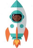 Rocket ship with astronaut inside illustration design for space exploration theme and futuristic technology concepts vector