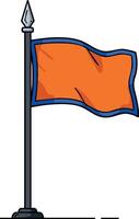 Orange flag with blue border waving on black pole isolated on white background illustration vector