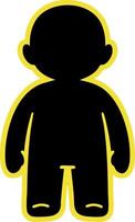 Silhouette of baby figure with yellow outline design icon illustration vector