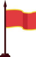 Red flag with yellow border on brown pole illustration of warning or signal icon in simple design vector
