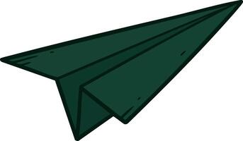 Paper airplane design with dark green color and simple sharp shape for creative projects and fun activities vector