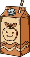 Apple juice carton with straw and screw cap in simple style for beverage packaging design vector