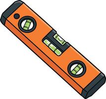 Orange spirit level tool for construction and measurement with bubble indicator illustration vector
