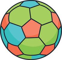 Colorful geometric soccer ball design with green blue and orange panels isolated on white background vector