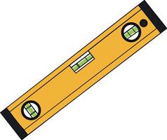 Spirit level tool with yellow body and black ends for measuring horizontal alignment illustration vector