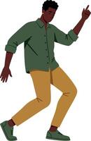 Man dancing with green shirt and mustard pants in casual style energetic movement illustration vector