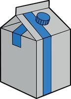Milk carton packaging with blue cap and stripe isolated on white background illustration vector