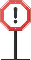 Warning sign with exclamation mark on red octagonal shape for alert and caution illustration vector