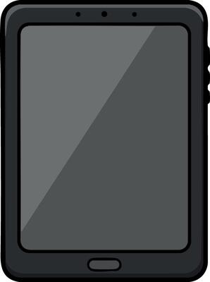 Tablet device with black frame and blank screen digital technology illustration for modern gadgets use