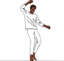 Young man dancing in casual white outfit isolated minimal style illustration vector