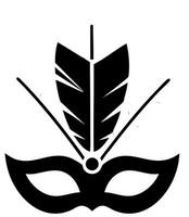Carnival mask with feather decoration silhouette design for festive party celebration and masquerade events vector