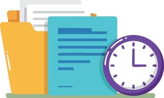 Time management concept with folder and document icons in flat design for productivity and organization vector