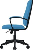 Blue ergonomic office chair with wheels and adjustable height for workspace comfort and productivity illustration vector