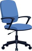 Office chair with blue cushion and black adjustable armrests swivel base design illustration vector
