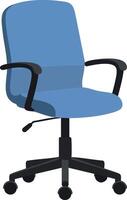 Blue office chair with wheels and adjustable height ergonomic design illustration for workspace comfort and modern interior vector