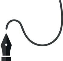 Fountain pen nib with elegant curved ink line simple black graphic design element vector