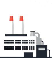 Industrial factory building with two chimneys emitting smoke illustration in flat style vector